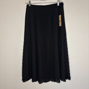 NANETTE LEPORE Size Medium Black Shimmer Pleated Midi Flowy NEW wTAGS $79 retail